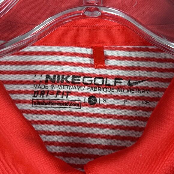 NIke Shirt Womens Small Orange White‎ Striped Golf Polo Casual Preppy Outdoors - Picture 5 of 6